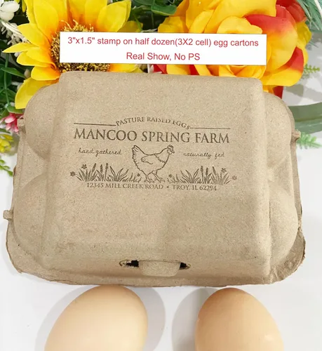 Miniatura 4 de Sello personalizado para cartón de huevos, sello personalizado de granja para cajas de huevos, incluye 50 etiquetas a juego gratis para huevos