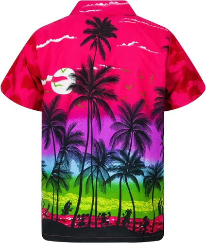 Miniatura 2 de KING KAMEHA Camisa hawaiana para hombre Funky Casual con botones, muy fuerte, manga corta, unisex, playa
