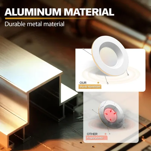 Miniatura 4 de 1 paquete de luces LED de 5/6 pulgadas con luz nocturna, iluminación LED empotrable retrofit de 5CCT, seleccionable de 2700K-6000K, regulable, 12W =