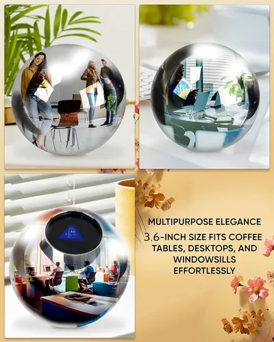 Miniatura 6 de TidyFriend Espejo Convexo Bola de Adivinación Decoraciones de Cubículo - Espejo de Escritorio Magic 8 para Ver Detrás de Ti, Accesorios Estéticos