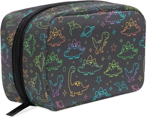 Miniatura 20 de MNSRUU Pequeña bolsa de cosméticos para niñas y mujeres, de viaje, con estampado de leopardo colorido, organizador de artículos de tocador