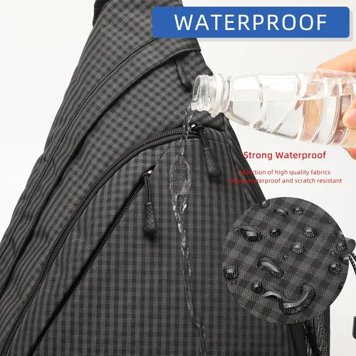Miniatura 3 de TurnWay - Bolsa bandolera impermeable, bolsa cruzada, bolsa al hombro, con puerto de carga USB para viajes, senderismo, ciclismo, campamento Negro