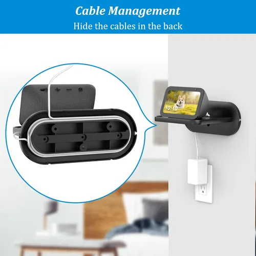 Miniatura 4 de PlusAcc Soporte de pared para Echo Show 5 - Soporte de gestión de cables para Echo Show 5 (3ª, 2ª y 1ª generación) y otros altavoces de menos de 15