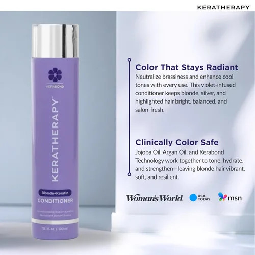 Miniatura 4 de KERATHERAPY Acondicionador tonificante violeta totalmente rubio con infusión de queratina, 10.1 onzas líquidas, 10.1 fl oz – Terapia de queratina