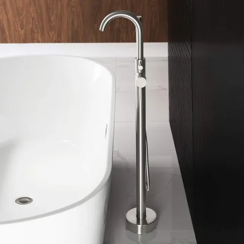 Miniatura 8 de Woodbridge BTA1507 BN - Bañera de acrílico independiente de 54 pulgadas, contemporánea, desbordamiento y drenaje BTA1507-B, con grifo de níquel
