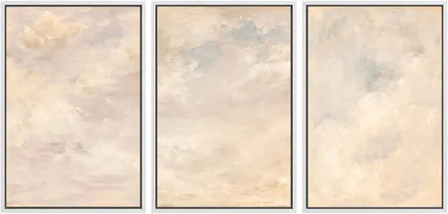 Miniatura 32 de SIGNWIN Lienzo enmarcado para pared, juego de arte de collage de hojas transparentes en blanco y negro, ilustraciones de naturaleza silvestre, arte