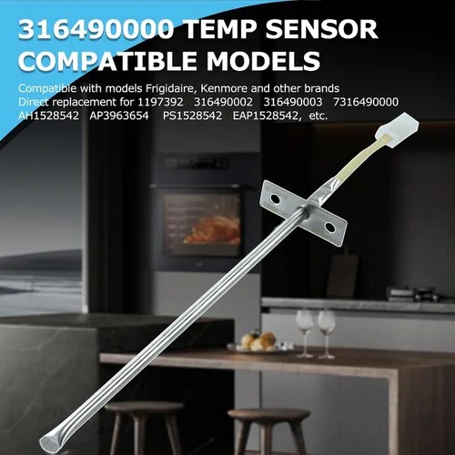 Miniatura 2 de 316490000 Sonda de sensor de temperatura de horno de repuesto para Frigi-daire Ken-More Ranges Reemplaza 316490003 1197392 AP3963654 PS1528542