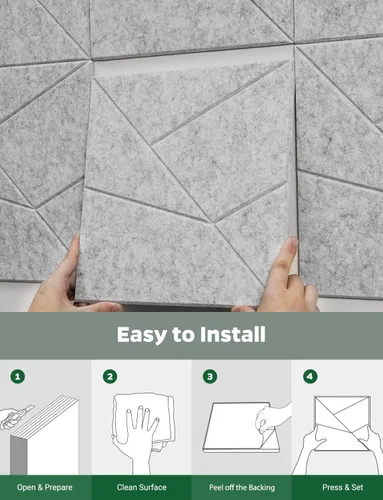 Miniatura 8 de Paquete de 18 paneles acústicos absorbentes de sonido para pared, hogar, oficina, Gary Cut-line Decorativo reducción de sonido, azulejos de techo
