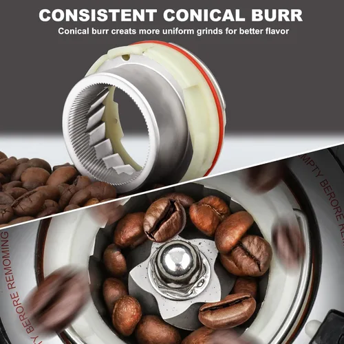 Miniatura 7 de Molinillo de Café Eléctrico con Rebaba Cónica para Espresso, Molinillo de Granos de Café para Uso Doméstico Mejorado con 48 Configuraciones