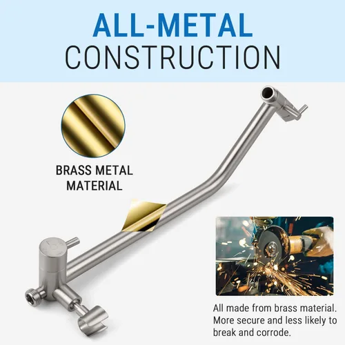 Miniatura 6 de G-Promise Desviador de ducha totalmente de metal con soporte bajo, extendido de 13.5 pulgadas, válvula desviadora de 3 vías con modo de pausa