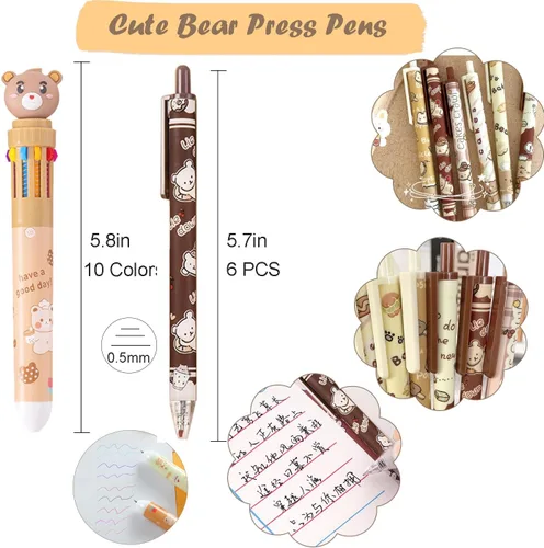 Miniatura 4 de Juego de 406 piezas de artículos de papelería de oso lindo, suministros de oficina Kawaii, incluye un divertido estuche para lápices, bolígrafos