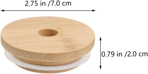 Miniatura 7 de Tapa de bambú para frasco, tapa de frasco, tapa de botella, tarro de vidrio, tapa de bambú, tapa de tarro con agujeros para pajilla, tapa
