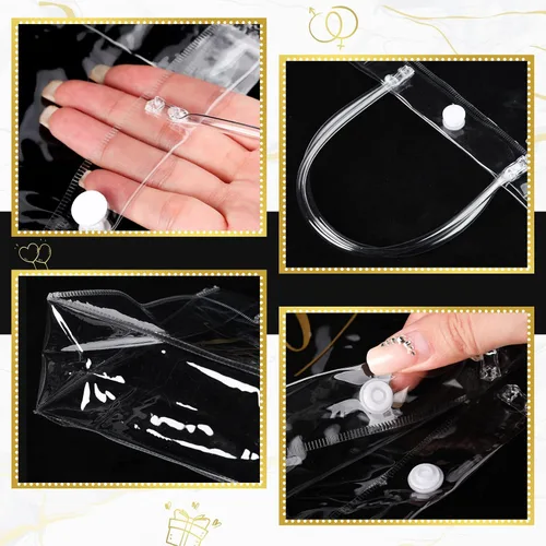 Miniatura 5 de Berlune 30 bolsas de regalo transparentes de agradecimiento con asas, bolsa de regalo reutilizable de plástico transparente de PVC para graduación