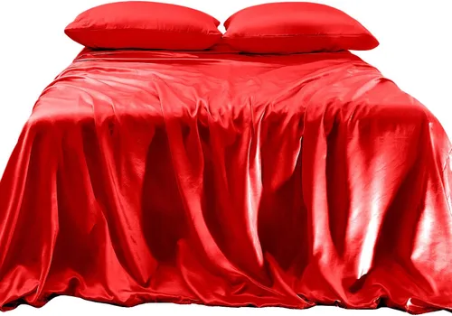 Miniatura 27 de Elegant Comfort Lujoso juego de sábanas de satén sedoso de 4 piezas, agradable para la piel y el cabello, resistente a las arrugas, la decoloración