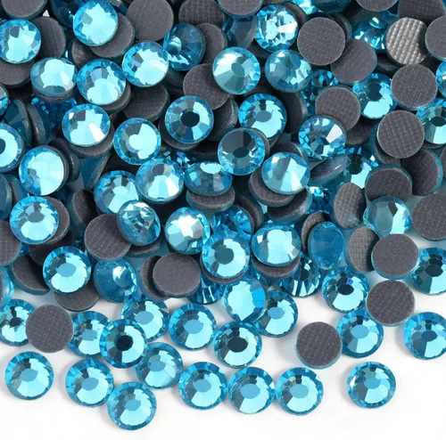 Miniatura 20 de 6000 diamantes de imitación termoadhesivos a granel, diamantes de imitación azules para ropa de manualidades, cristales termoadhesivos para Zafiro