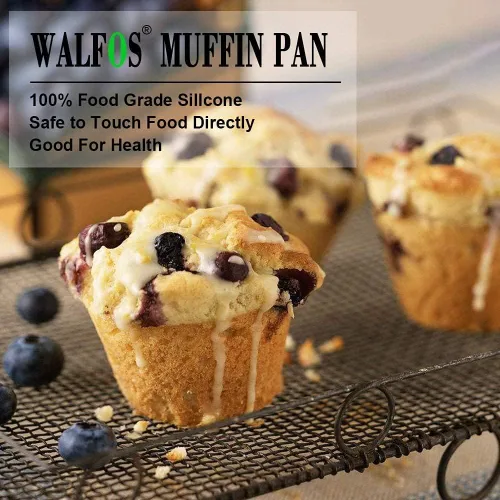 Miniatura 8 de Walfos - Molde de silicona para magdalenas de 6 tazas, molde antiadherente para cupcakes para hornear, de grado alimenticio y sin BPA, perfecto
