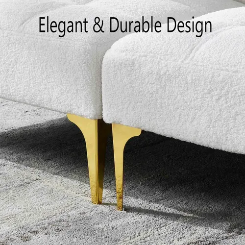 Miniatura 7 de Sofá cama convertible, sofá cama moderno con respaldo ajustable, patas de metal, sofá biplaza tapizado plegable, sofá seccional, asiento de espuma