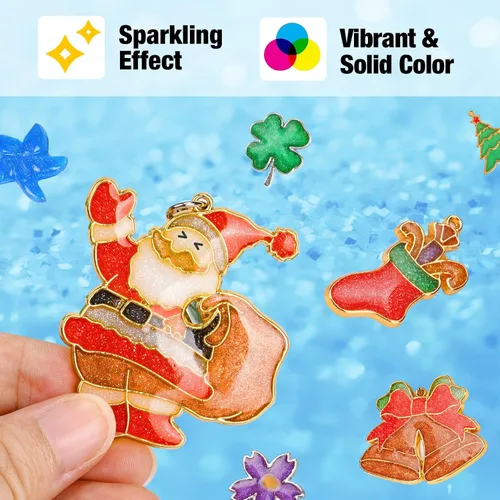 Miniatura 3 de JDiction Resina UV de color con purpurina, resina UV metálica de 8 colores con efecto brillante, kit de resinas de purpurina dura para fabricación