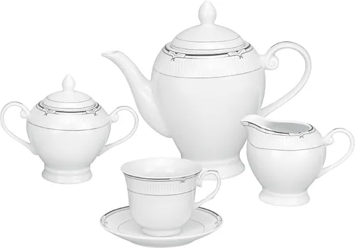 Miniatura 5 de Lorren Home Trends Juego de vajilla de porcelana de 57 piezas, Rio, servicio para 8