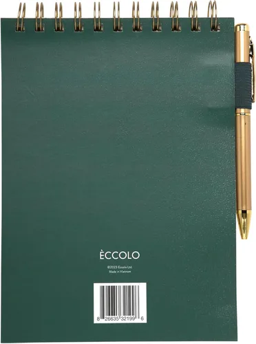Miniatura 2 de Eccolo - Cuaderno de espiral con líneas en la parte superior, bloc de taquigrafía de tapa flexible con bolígrafo incluido (240 páginas perforadas)