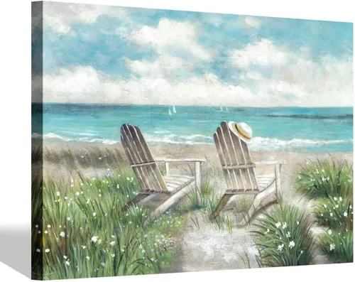 Miniatura 7 de SD SOFT DANCE Lienzo decorativo para pared de playa, paisaje marino, pintura costera para dormitorio (16 x 11 x 1 panel)
