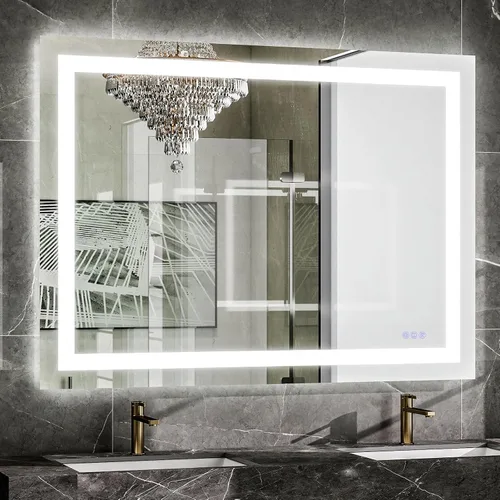 Miniatura 14 de VooBang Espejo de baño con luces de 30 x 30 pulgadas, 3 modos de iluminación ajustables, espejo de tocador de baño LED, antivaho y función