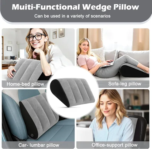 Miniatura 3 de TheClover Cojín inflable portátil de cuña – Paquete de 2 posicionadores corporales almohada plegable de cuña para dormir, espalda, viajes, cama