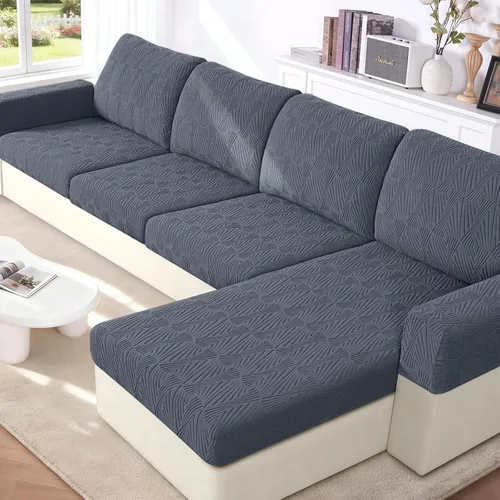 Miniatura 12 de VANSOFY Fundas de cojín para sofá seccional, Fundas de cojín de sofá de jacquard elásticas, Fundas protectoras lavables para muebles de sofá