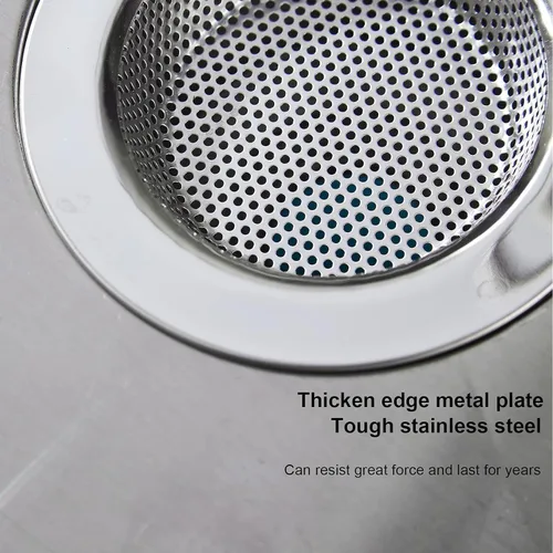 Miniatura 4 de LASSHSWA - Colador de acero inoxidable para fregadero de cocina, colador de drenaje para fregaderos de cocina con borde ancho grande de 4.5 pulgadas