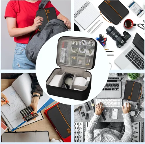 Miniatura 6 de Organizador de artículos electrónicos, bolsa organizadora de cables de viaje, bolsas organizadoras de cables portátiles, estuche de almacenamiento