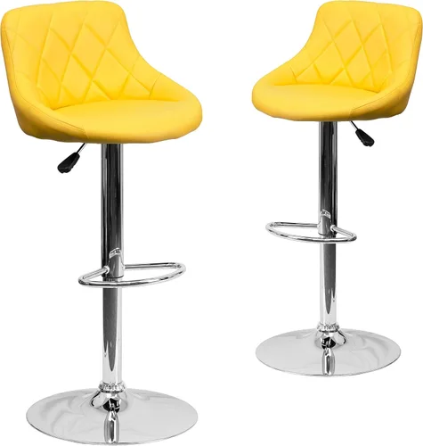 Miniatura 19 de Flash Furniture CH-82028A-BK-GG asiento de vinilo negro de diseño contemporáneo, banqueta alta ajustable con base cromada, Vinilo, Negro