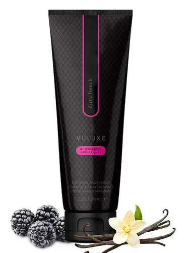 Pure Romance - Crema de afeitar Vuluxe para mujer - Francés sucio (7 fl oz) - Previene golpes e irritación de la maquinilla de afeitar - Orquídea,