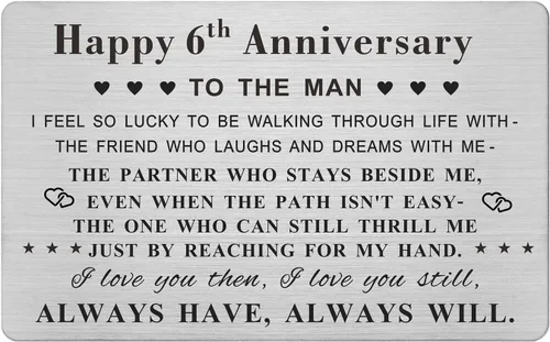 Emideary Feliz 6 aniversario para marido y hombre, tarjeta de 6 años para aniversario de boda, tarjeta para él, esposo