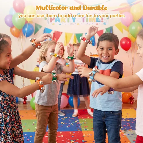 Miniatura 6 de POPLAY Jingle Bells, 12 unidades de instrumentos musicales para niños, campanas de tobillo para recuerdos de fiesta, bolsas de regalos