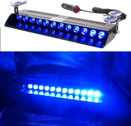 Miniatura 2 de Luz Estroboscópica de Destello LED Azul de Advertencia de Emergencia con 12 LED, Ventosa para Salpicadero Interior, Techo, Parabrisas, Salpicadero