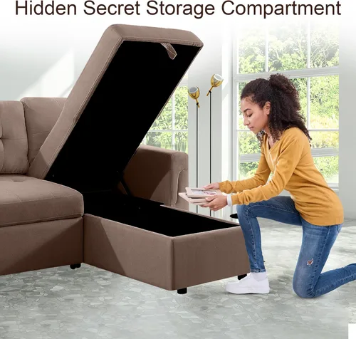 Miniatura 6 de Naomi Home Transforma Cualquier Espacio: Sofá Seccional Reclinable con Sofá Cama Convertible y Chaise Acogedora. Encuentra Comodidad Tranquila