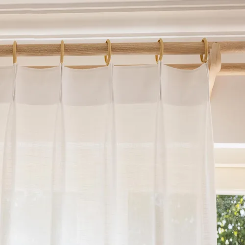 Miniatura 6 de Cortinas traslúcidas con textura de lino blanco de 54 pulgadas de largo, juego de 2 paneles de cortinas semitransparentes para sala de estar
