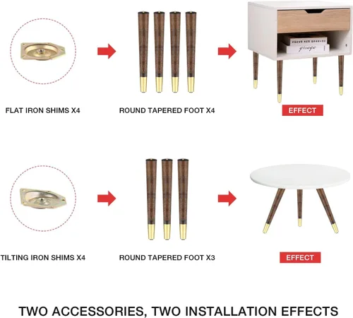 Miniatura 7 de ALAMHI Patas de madera para muebles de 16 pulgadas – Patas de mesa auxiliar – Pies de repuesto para patas de mediados de siglo para patas para mesa