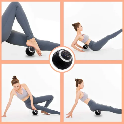 Miniatura 7 de Pelota de masaje vibratoria, rodillo de masaje de yoga de alta intensidad de 4 velocidades, alivia la tensión muscular, bolas de masaje de presión