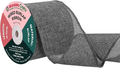 Miniatura 65 de Mandala Crafts Cinta de arpillera verde con alambre para corona, cinta de arpillera con alambre verde rústico de yute natural, 1 pulgada de ancho