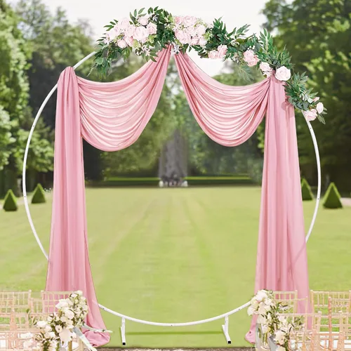 Miniatura 4 de Cortinas de boda con rosas polvorientas, 2 paneles de 6 yardas, cortinas de fondo transparentes para despedida de soltera, arcos de boda