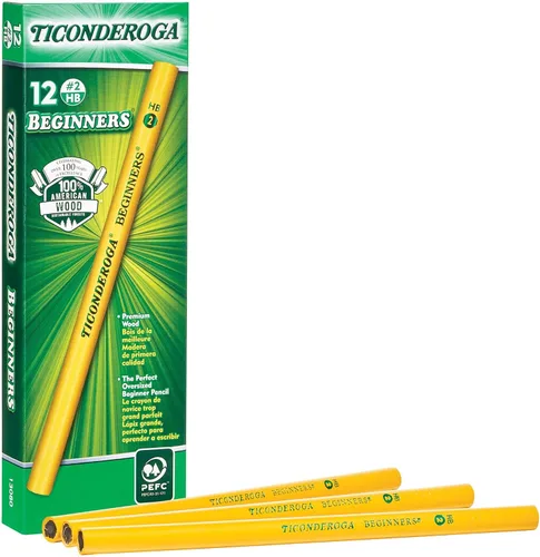 Miniatura 8 de Ticonderoga Lápices de madera para principiantes, 2 HB suaves, amarillo, 12 unidades (X13080)
