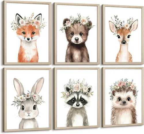 Miniatura 16 de Arte de pared para bebé niño, decoración deportiva para guardería, lienzo de animales de safari, arte de pared de bosque para habitación de bebé