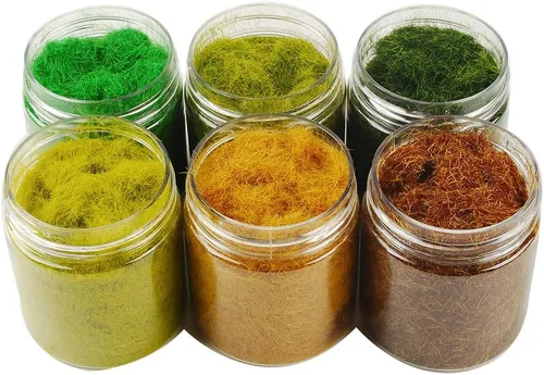 NWFashion 6 X 4.2 fl oz 5MM Hierba estática Aderezo Árbol Flor dispersión Flock Paisaje Materiales Árboles en miniatura para jardín de hadas