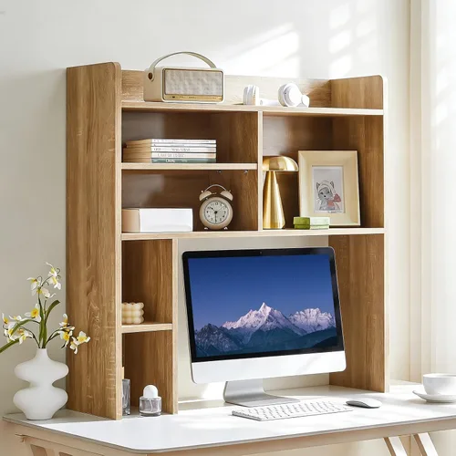 Miniatura 9 de TUKAILAi Organizador de estantería de escritorio, gabinete de almacenamiento de encimera con 7 estantes para escritorio, escritorio de dormitorio