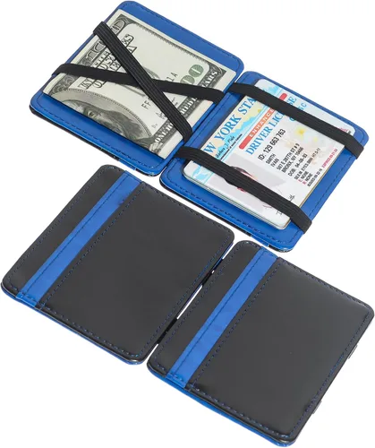 Miniatura 4 de Cartera delgada minimalista de cuero con clip mágico para hombre