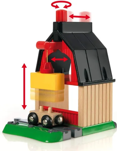 Miniatura 4 de BRIO World Farm Railway Set - Juego de tren de madera de 20 piezas con certificación FSC y accesorios, funciona con todos los juegos de ferrocarril