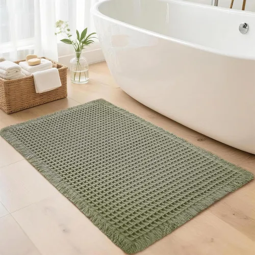 Miniatura 9 de Alfombras de Baño con Textura Waffle, Tapetes de Baño Bohemios Súper Absorbentes, Tapetes Antideslizantes para Ducha, para Piso de Baño y Bañera