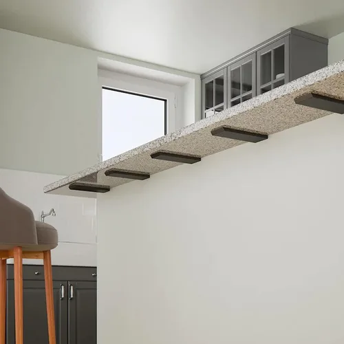 Miniatura 7 de Soporte para encimera, paquete de 3 unidades de 10 pulgadas de largo x 2.5 pulgadas de ancho, soporte oculto de pared rodilla negro para encimera