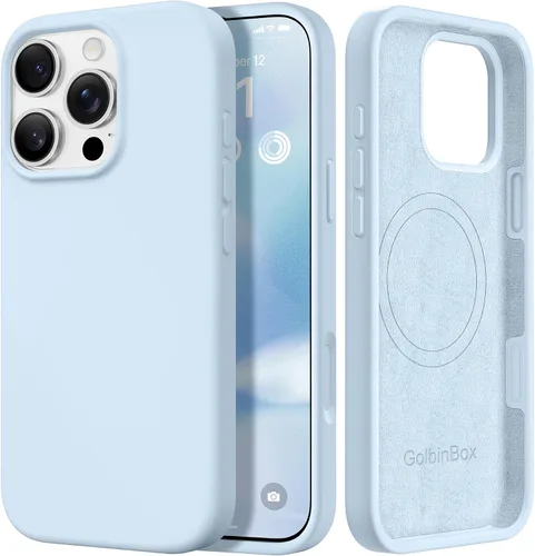 Miniatura 82 de GolbinBox Funda magnética para iPhone 17, compatible con MagSafe, cubierta de silicona integrada para control de cámara, funda de silicona líquida a